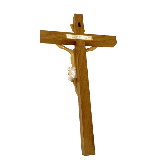 Vintage Italian Fontanini Jesus on Cross Crucifix On Wood Wall Hanging Religious - Picture 7 of 8